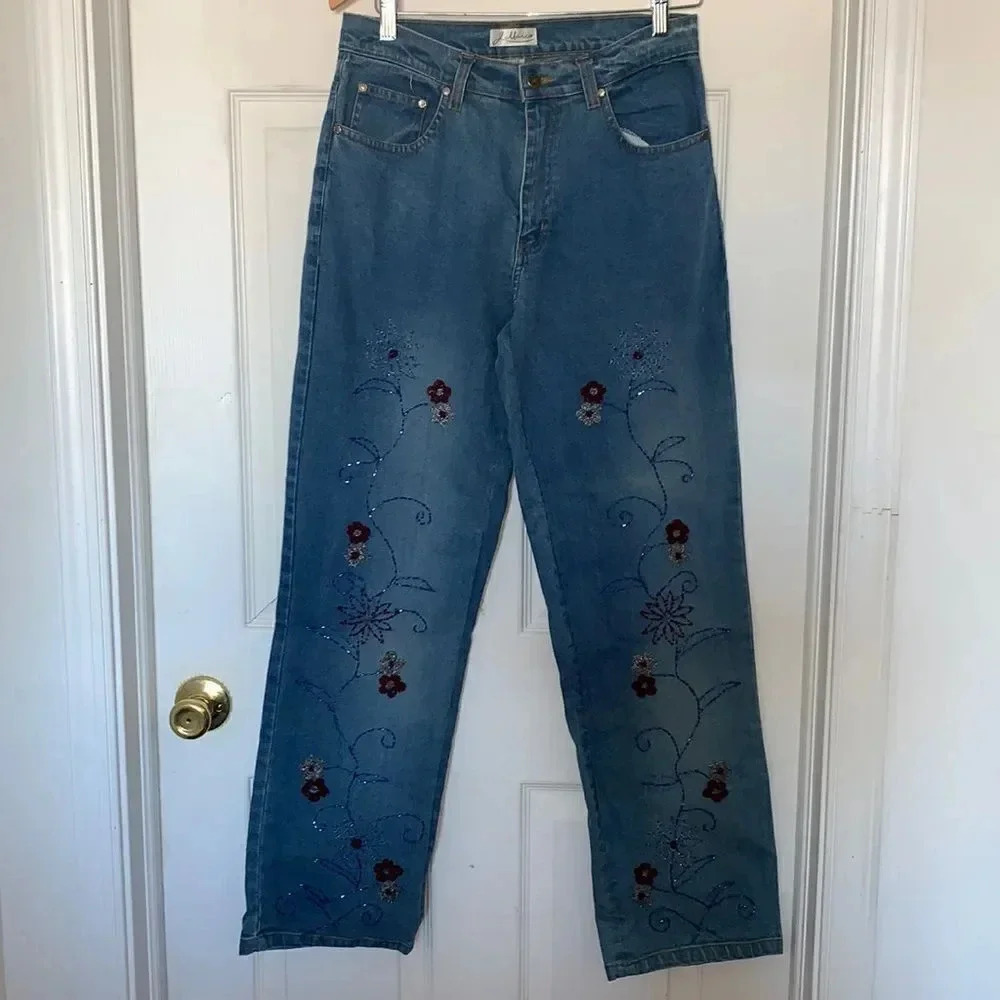 J. Marco  Floral Beaded Jeans